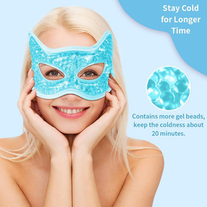 Cooling Eye Mask, Gel Eye Mask Hot Cold Use, Cold Eye Mask for Puffy Eyes, Dry Eyes, Headaches, Migraines, Sinus, Dark Circles (2 Blue)