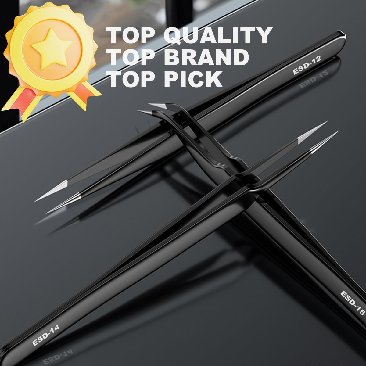 Antonki 12 Pack Precision Tweezers Set for Craft, Soldering, Jewelry, Facial Hair, Eyebrow, Ingrown Hair Removal, Eyelash Extension- with Case