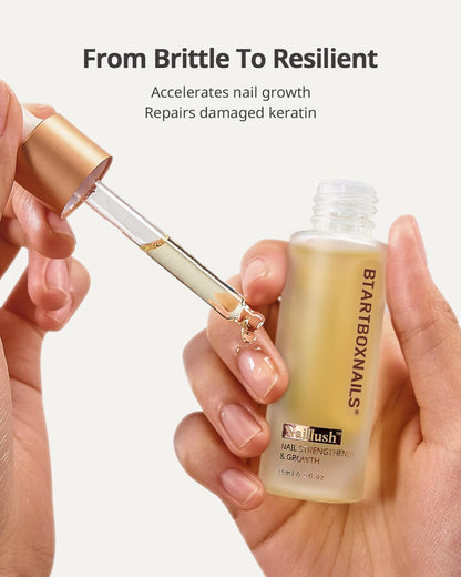 BTARTBOXNAILS Naillush Nail Strengthener & Growth - Repair Damaged Nails, Strengthen Weak & Thin Nails, Extra Strong Nail Growth Treatment, Long Lasting Nail Hardener, 15ml