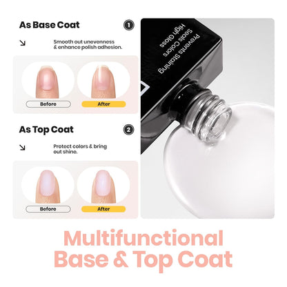 Beetles Pink Glitter Nail Polish and 2 in 1 Base & Top Coat Set, Fast Drying & Natural Nail Lacquer Strengthen Shimmer-Like Purple Mermaid Tears, No UV Lamp Needed for DIY Nail Art Gifts for Women