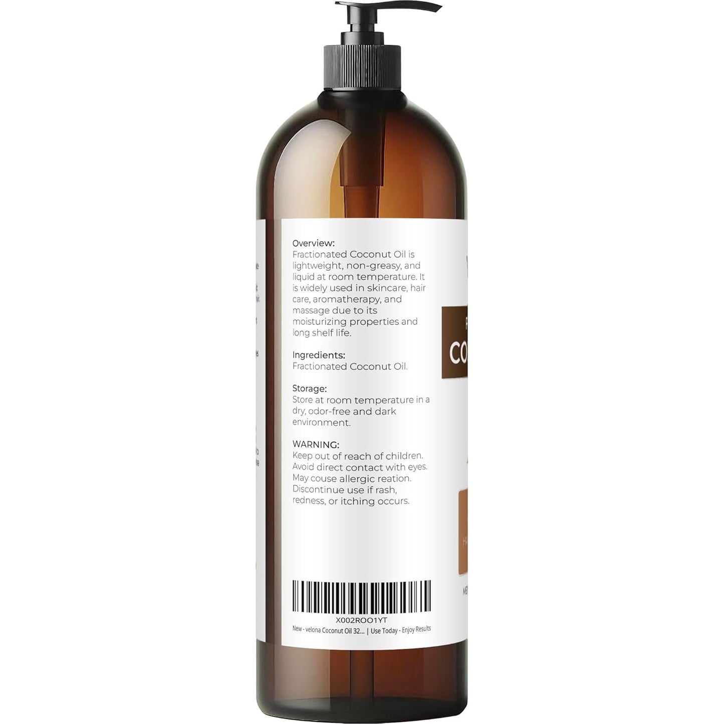 velona MCT Coconut Oil - 32 Fl Oz | 100% Pure and Natural Carrier Oil | Fractionated | Skin, Face, Body, Hair Care | Use Today - Enjoy Results