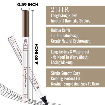 2 Pcs/Set Eyebrow Ink Pencil by Brow Stylist -Micro 4 Point Brow Pen Lift & Snatch Eyebrow Pen Kits with 3 Eyebrow Stencil Long-Lasting Waterproof Natural Eyebrow Hair (01# chestnut colour)