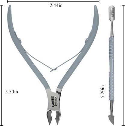 Professional Cuticle Trimmer with Cuticle Pusher Nail Cuticle Remover Nipper Silver Stainless Steel Sharp Blades Manicure Tools with Double Spring Nail Care Pedicure Nail Tools Home Spa (Gray)