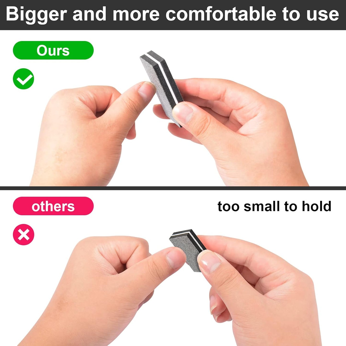 Buffer Block Nail File, 100/180 Grit Sponge Nail Buffers for Acrylic Nails, Mini Buffing Block Double Sided for Manicure Tools 30 Count - Black