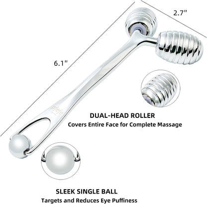 Stainless Steel Face Roller - Metal Facial Cooling Massager for Face and Eyes, Esthetician Supplies Cold Roller for Puffiness, Wrinkles, Dark Circles