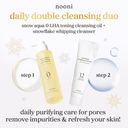 NOONI Facial Cleanser - Double Cleansing Duo Gift Set, 2 in 1 Cleansing Oil & Whipping Foam Cleanser | Korean Skin Care, Face Wash, Makeup Remover, Pore Care, Korean Beauty, Stocking Stuffers