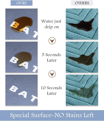 MontVoo-Bath Mat Rug Runner Long Bathroom Mat Rug Non Slip Super Absorbent Stain Resistant Quick Dry Thin Bathroom Rug Fit Under Door-Bath Mats for Bathroom Floor Bathtub Vanity-Bathmat 17"x59" Blue