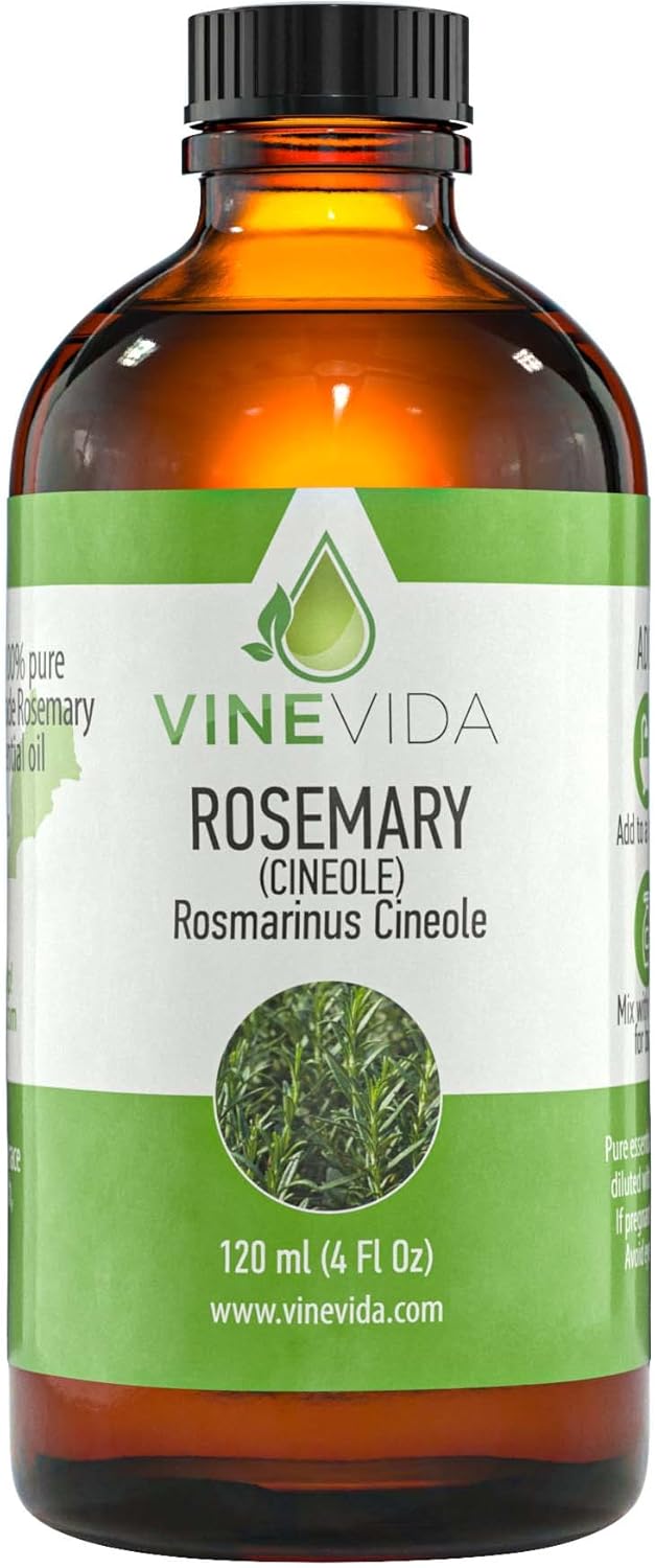 VINEVIDA Rosemary Essential Oil - Undiluted Rosemary Oil - Rosemary Candle Oil Scent - DIY Candle Scents for Candlemaking - Bulk Essential Oil for Soap Making Safe for Skin, 4.0 Fl Oz