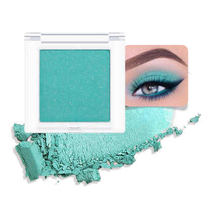 Shimmer Single Eye Shadow Palette Makeup, Mint Green Shimmer Monochrome Eyeshadow Halloween Birthday Party Wear For Green Blue Eye, Pigmented Waterproof Sombras Para Ojos