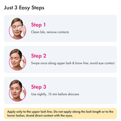 Eyelash Growth Serum - Innovative Formula for Longer, Thicker, Fuller Brows & Lashes - Natural, Cruelty-Free & Hypoallergenic - 0,05 Fl Oz(1,5 ml)