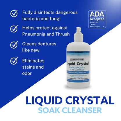 Dr. B Dental Solutions Liquid Crystal Soak Cleanser for Oral Appliances, Dentures, Night Guards, Aligners, & Other Devices
