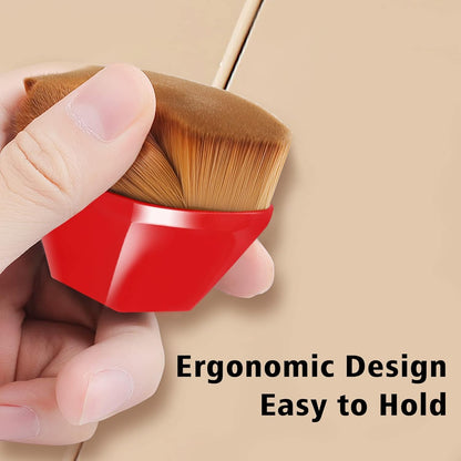 Foundation Brush, Daubigny Perfect Makeup Brush for Face Blush Liquid Powder Foundation Brush for Blending Liquid, Cream or Flawless Powder Cosmetics with Protective Case (Red)