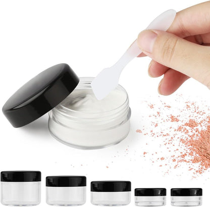 Accmor 25 Pieces Acrylic Containers with Lids 3/5/10/15/20 Gram Size Cosmetic Jars with 5 Pieces Mini Spatulas Gift