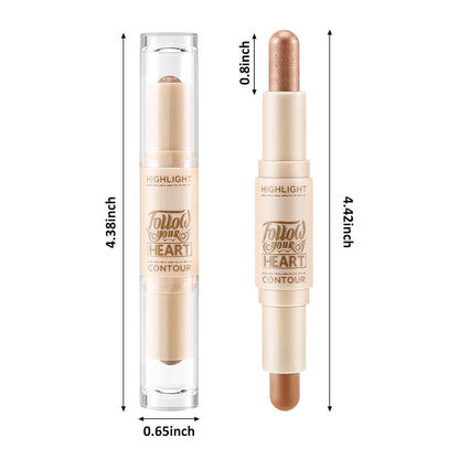 Boobeen 2 in 1 Contour Stick, Cream Bronzer Highlighter, Eyeshadow Pencil, Long-Lasting and Waterproof for All Areas of the Body