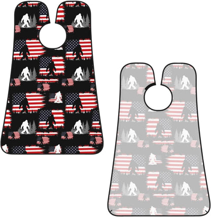Adjustable Non-Stick Beard Apron, Hair Catcher Cape for Shaving Grooming, Waterproof with Suction Cups Men, Sasquatch USA American Flag Shave Bib