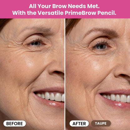 PrimeBrow Pencil for Mature Women – Ultra-Precise Tip for Natural, Hair-Like Strokes – Smudge-Proof & Long-Lasting Wear – Great for Thinning, Sparse, or Graying Brows (Taupe)