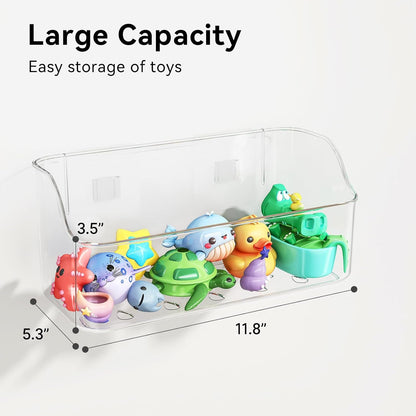 Bath Toy Storage Holder for Bathtub, 2 Pack Clear Bath Toy Organizer, Large Capacity Bathtub Toy Storage for Tub Bathroom