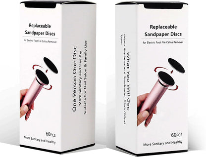 120pcs Foot File Sandpaper Discs Refill for Electric Callus Remover Dead Skin Removal (60pcs Rough 80 Grit + 60pcs Smooth 180 Grit)