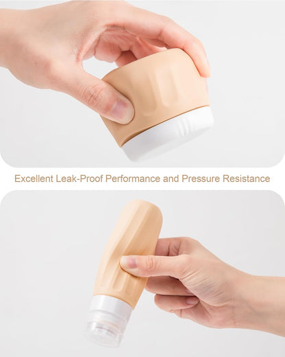 Travel Bottles for Toiletries 8 Pack, Travel Size Toiletries, Tsa Approved Travel Size Containers 3oz, with Travel Essentials Clear Bag, Leak Proof Silicone Squeezable Creams Jars