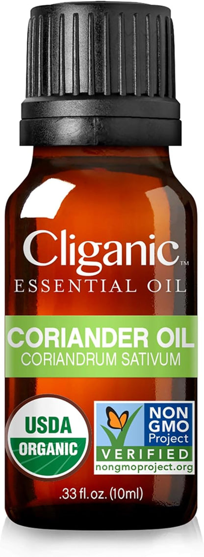 Cliganic Organic Coriander Seed Essential Oil, 100% Pure Natural for Aromatherapy | Non-GMO Verified (Packaging May Vary)