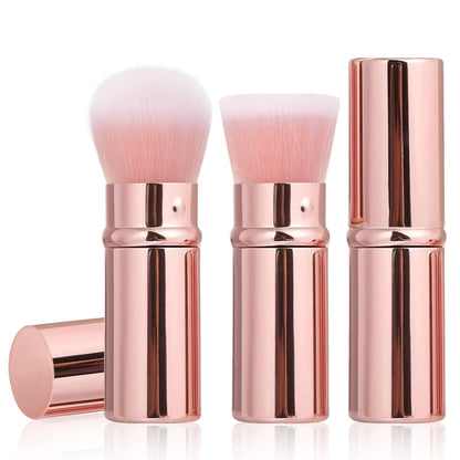 Makeup Brush 2 Pack, Retractable Travel Kabuki Powder Foundation Makeup Brush Face Blush Brushes for Blending Liquid, Blush, Bronzer, Buffing, Sunscreen,Flawless Cosmetics