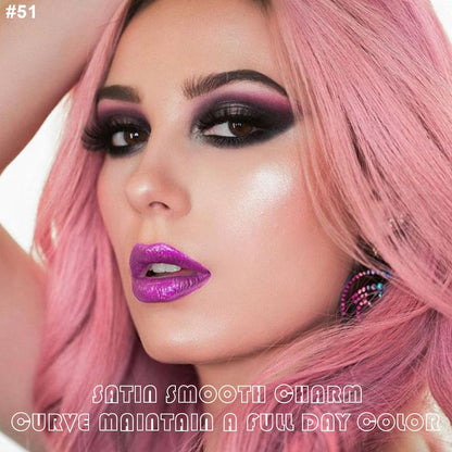 evpct 2Pcs Purple Shimmer Glitter Shiny Liquid Lipstick Lip Gloss Stain and Retractable Lip Liner Makeup Set for Women Long Lasting Waterproof 24 Hours Lipstick labial mate larga duracion 24 51#