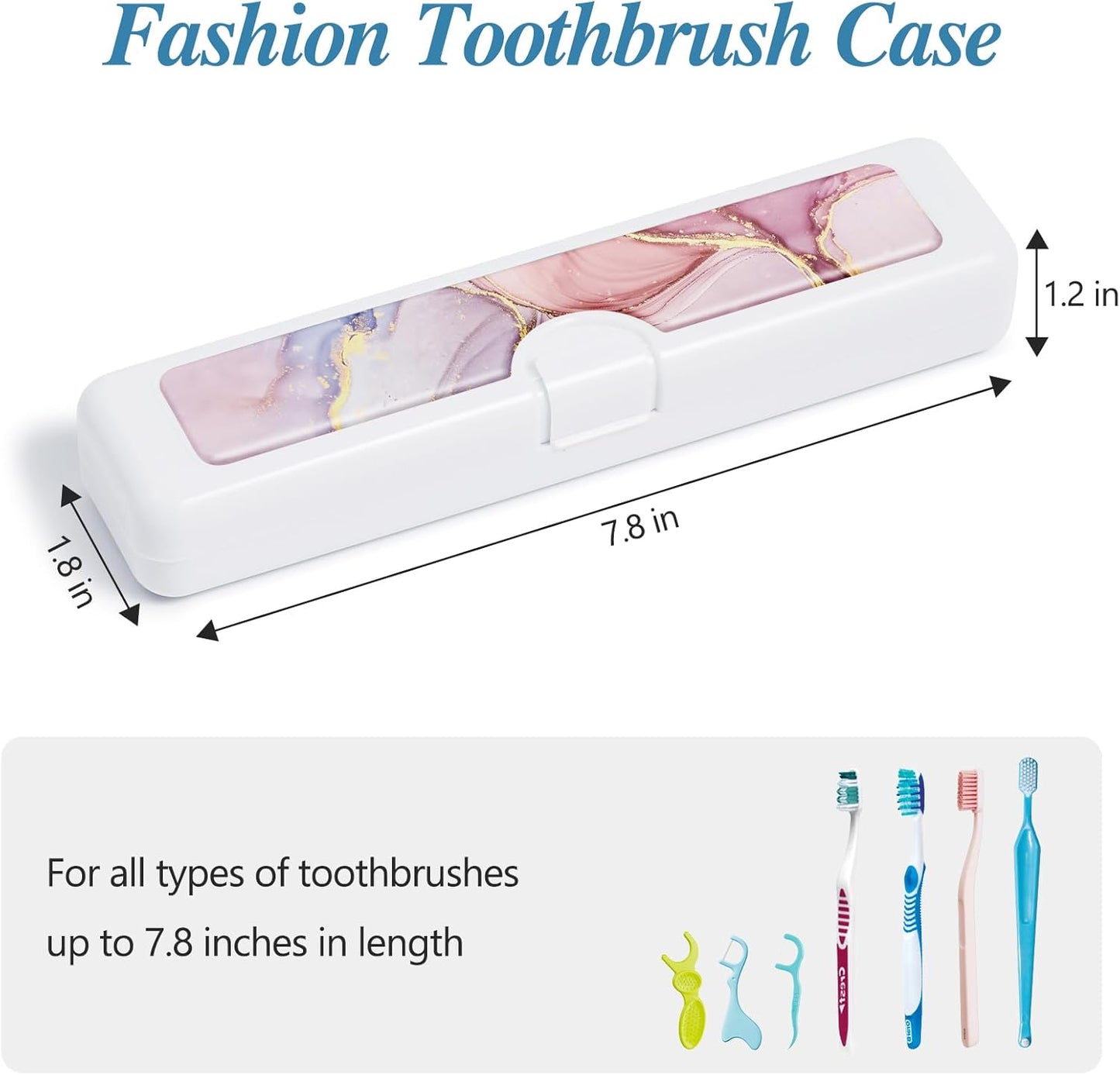 Toothbrush Travel Case - Colorful Pattern, Holder and Covers for Toothbrushes, Includes Tongue Scraper Case