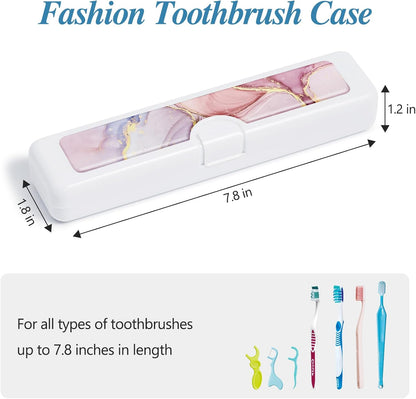 Toothbrush Travel Case - Colorful Pattern, Holder and Covers for Toothbrushes, Includes Tongue Scraper Case