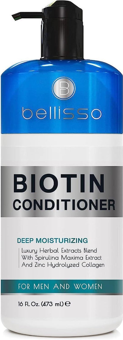 BELLISSO Biotin Conditioner - Sulfate Free Hair Thickening Products for Women and Men - Deep Conditioning Treatment for Dry Damaged Strands