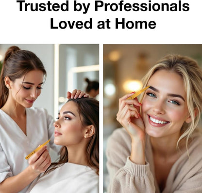 Slant Tip Precision Tweezers - Stainless Steel Eyebrow Tweezers for Women & Men - Precision Tweezers for Facial Hair, Ingrown Hair & Brow Shaping - Professional Beauty Tool (Matte Gold)