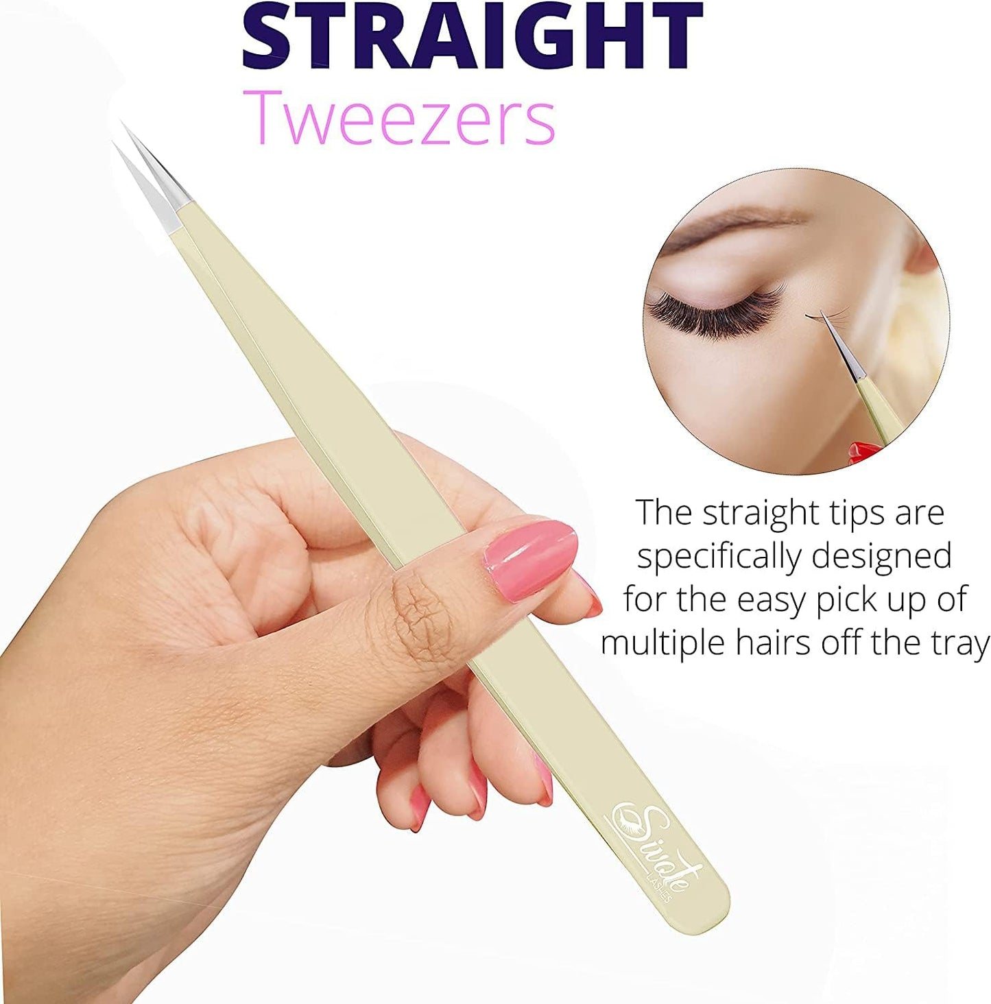 SIVOTE Lash Tweezers for Eyelash Extensions for Volume, Isolation & Classic Lashes, 3 Pack, Vanilla