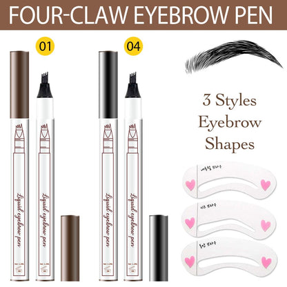 Eyebrow Ink Pencil by Brow Stylist -Micro 4 Point Brow Pen Lift & Snatch Eyebrow Pen Kits with 3 Eyebrow Stencil Long-Lasting Waterproof Natural Eyebrow Hair (2Pcs 01# chestnut&04# black)