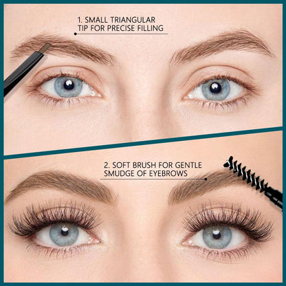 5 Pcs Waterproof Professional Makeup Micro Brow Pencil, Dark Coffee Brow Kit with Eyebrow Brush,Ultra-Fine Mechanical Pencil, Eyebrow Pencils for Women, (C05#Dark Coffee, 5Pcs)