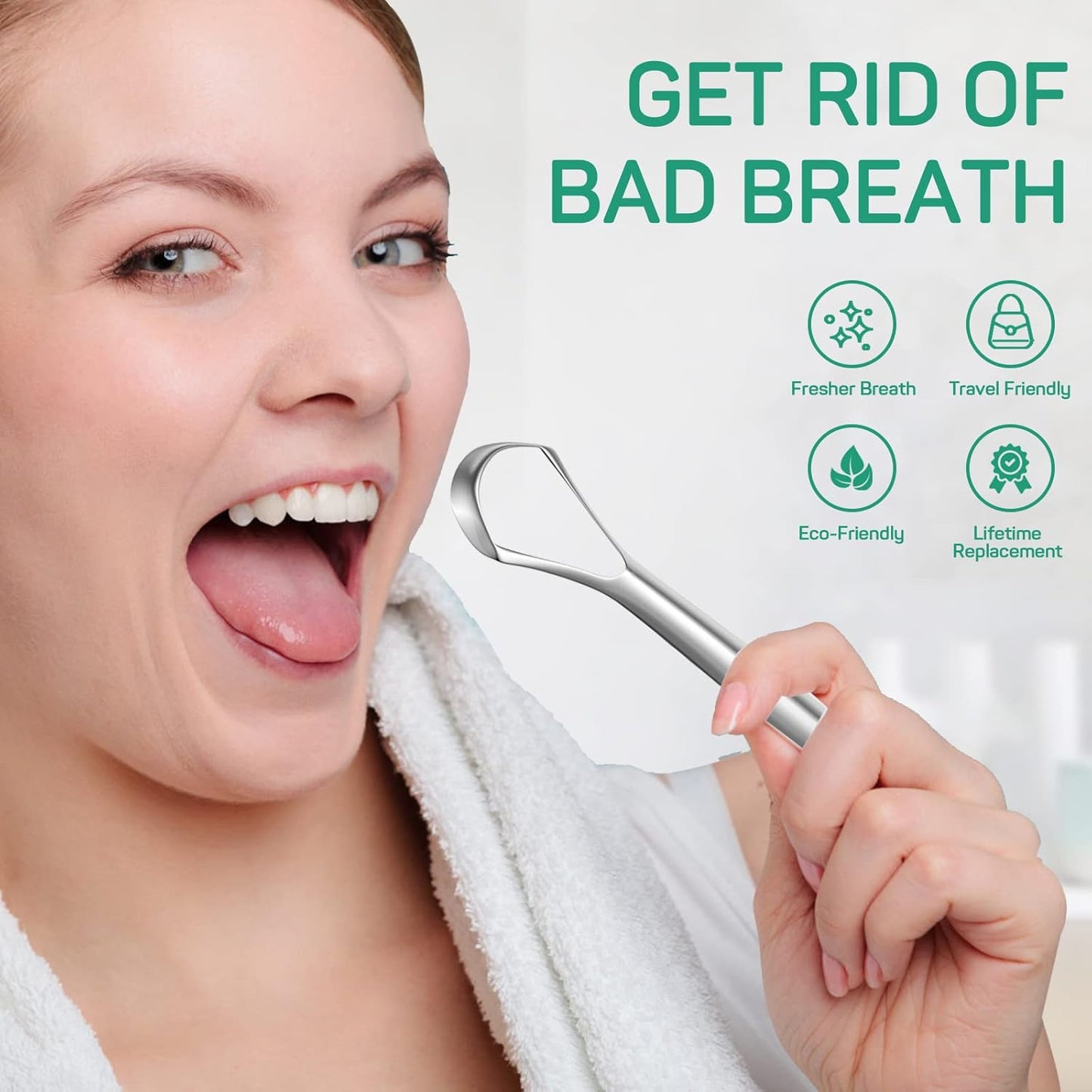 RONAVO Tongue Scraper for Adults (4 PC), Metal Tongue Scraper Rustproof (Travel Cases Included) Reduce Bad Breath, Tounge Scrappers Oral Care, Easy to Use & Wash, 2 Colors