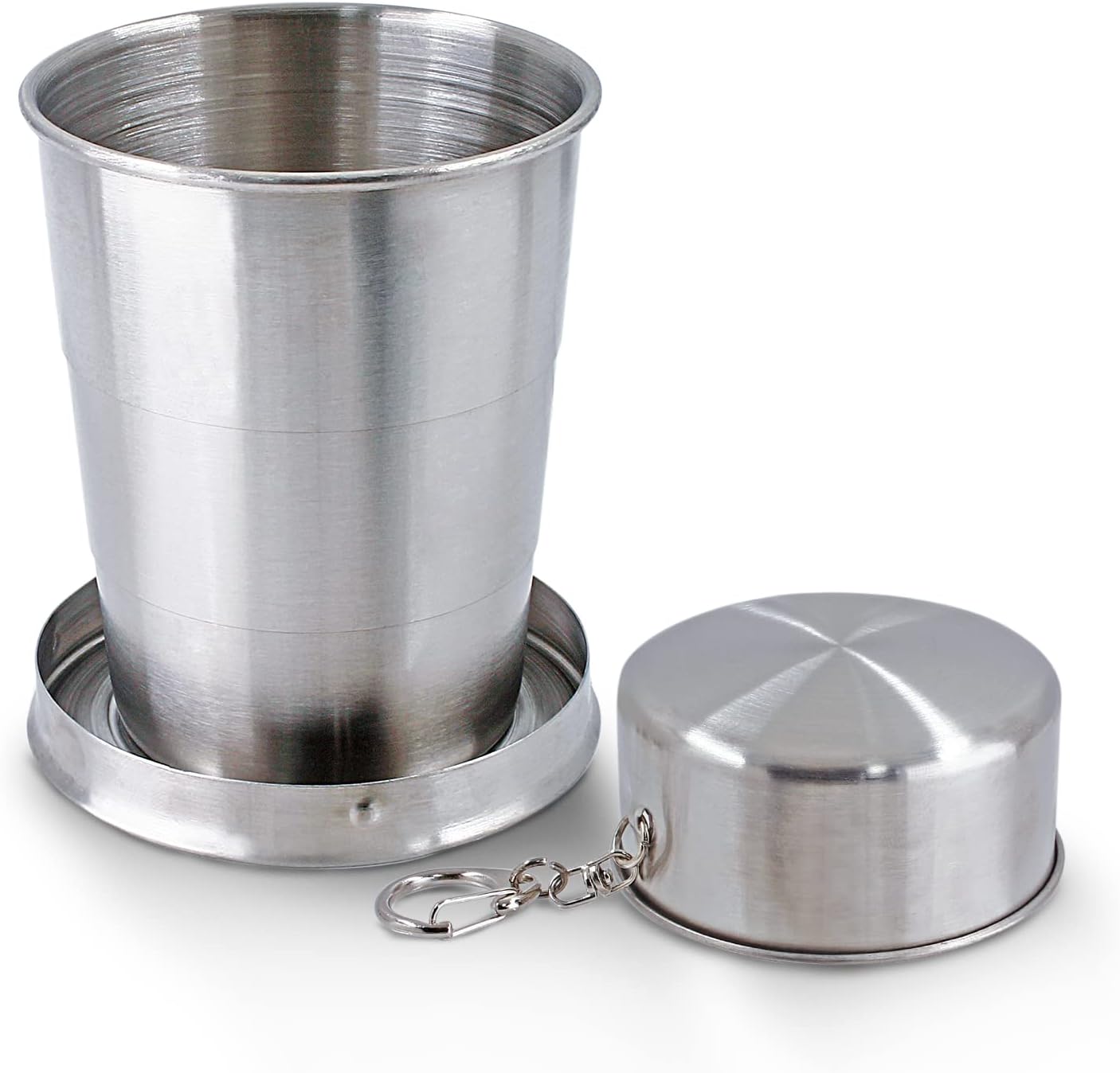 Litoexpe 5oz Collapsible Travel Cup With Keychain, Stainless Steel Folding Camping Cup Portable Drinking Mug For Hiking, Picnic and other Outdoor Activities, 150ml