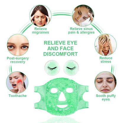 Face Eye Masks for Dark Circles and Puffiness, Migraines, Headache, Stress, Redness, Acne, Cooling Face Masks for Women Man, Hot Cold Use Ice Face Mask. (Green)
