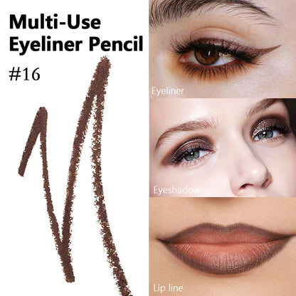 evpct Brown Eyeliner Pencils for Eyes, Brown Colored Eye Liner Pencil Pen Makeup Waterproof Smudge Proof, Colored Gel Waterline Eyeliner Liquid, Face Eye Paint Stick Halloween Makeup 16