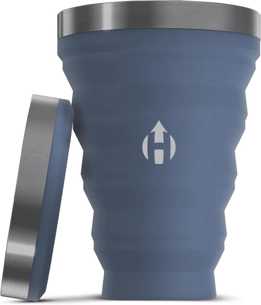 HYDAWAY 16oz Collapsible Pint - BPA-Free Silicone Cup with Stainless Steel Rim - Reusable, Packable, and Durable for Camping, Travel & Everyday Use