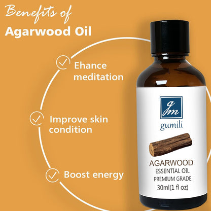 Agarwood Essential Oil, Pure Argawood Oud Oil for Aromatherapy, Meditation - 30ml/ 1 oz
