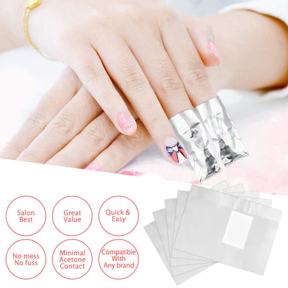 500Pcs Nail Polish Remover Gel Nail Foil Wraps Aluminium Soak Off Foils Cotton Pads Gel Nail Polish Wraps Removal Tool Kit Finger Nail Polish Remover with Lint Free Lager Cotton Pad(500PCS)