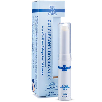 Blue Cross Cuticle Balm Conditioning Stick, Scented Cuticle Softener Oil Balm with Nourishing Sunflower & Grape Seed Oil, Professional Nail Care Supports Dry + Damaged Cuticles, 0.05oz, Almond