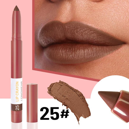 BINGBRUSH Lip Crayons Matte Longwear Lipstick Pack Set,Moisture Smooth Lipliner With Built-in Sharpener Ultimate Lip Crayon for Makeup- Waterproof Velvet Lipgloss Lip Stain(25#Saddle Brown)