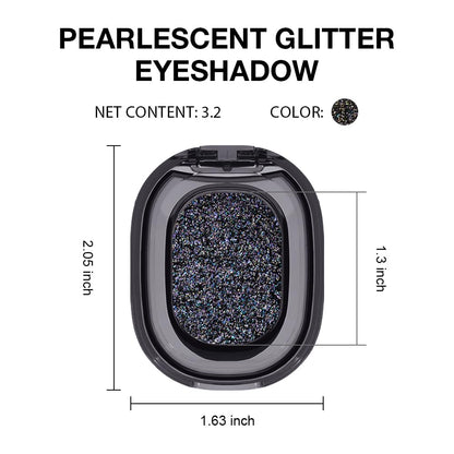 Black Glitter Eyeshadow Palette Makeup for Women, Glitter Shimmer Metallic Holographic Iridescent Single Monochrome Eyeshadow Halloween Birthday Party Wear Makeup, Sombras Crema Para Ojos