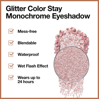 Glitter Shimmer Sparkle Eye Shadow Palette Makeup for Women, Shimmer Rose Gold Pink Glitter Metallic Holographic Iridescent Cream Iridescent Single Monochrome Eyeshadow Makeup