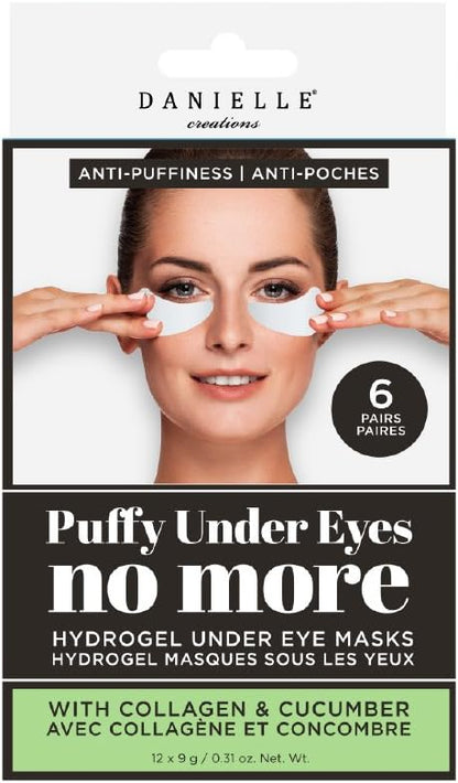 Danielle Puffiness No More Hydrogel Undereye Masks, 6 Pairs, Collagen & Cucumber, 6 Count