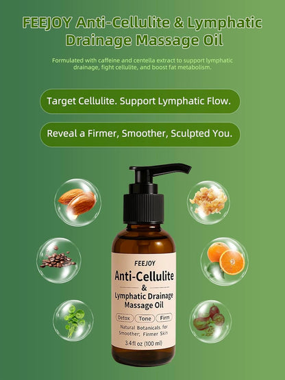 Body Oil & Massage Oil, Body Firming Oil for Cellulite, Lymphatic Drainage, Skin Tightening & Stretch Marks, Massage Oil for Massage Therapy for Leg, Hip, Arm & Belly, Daily or After Shower Use