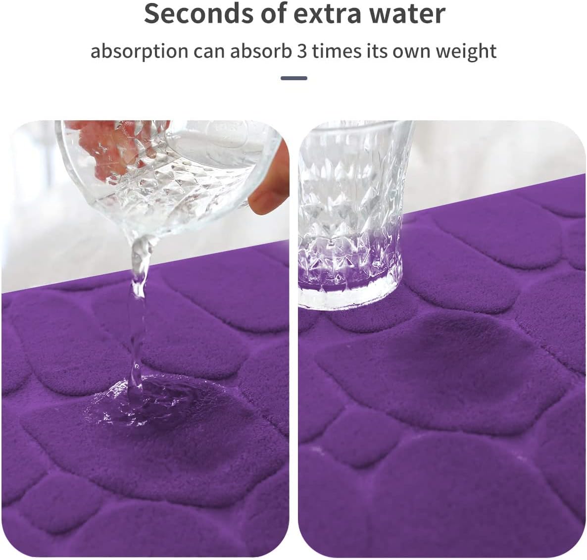 YIHOUSE Memory Foam Bath Mat Cobblestone Bathroom Rugs Super Water Absorbent Bath Mats for Bathroom Machine Washable Bath Rugs(24 x 36,Eggplant)