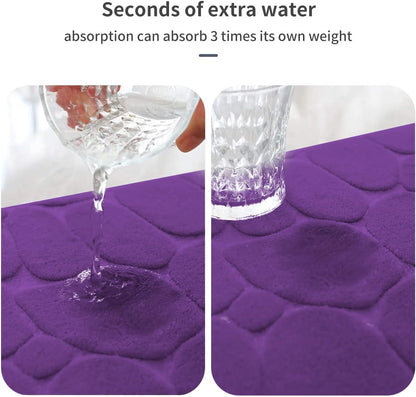 YIHOUSE Memory Foam Bath Mat Cobblestone Bathroom Rugs Super Water Absorbent Bath Mats for Bathroom Machine Washable Bath Rugs(24 x 36,Eggplant)