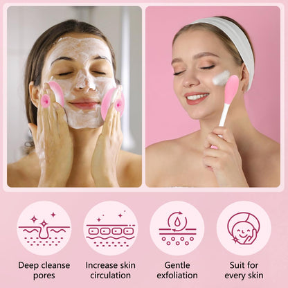 Silicone Face Scrubber, 1pcs Exfoliating Lip Brush, 1pcs Cleansing Brush,2pcs Face Mask Exfoliator Blackhead Skin Care Tool