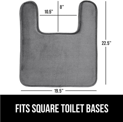 GORILLA GRIP Thick Memory Foam Toilet Rug for Bathroom, Square Shaped Washable, Soft Absorbent Velvet Topside Floor Mats, Machine Wash, Cushioned Luxury Rugs for Bath Room, 22.5x19.5, Graphite Gray